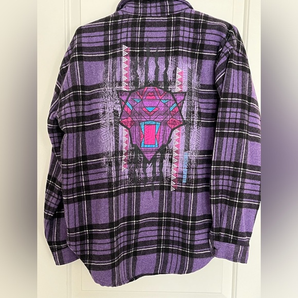 MARVEL Black Panther Wakanda Forever flannel shirt size S - Picture 3 of 4